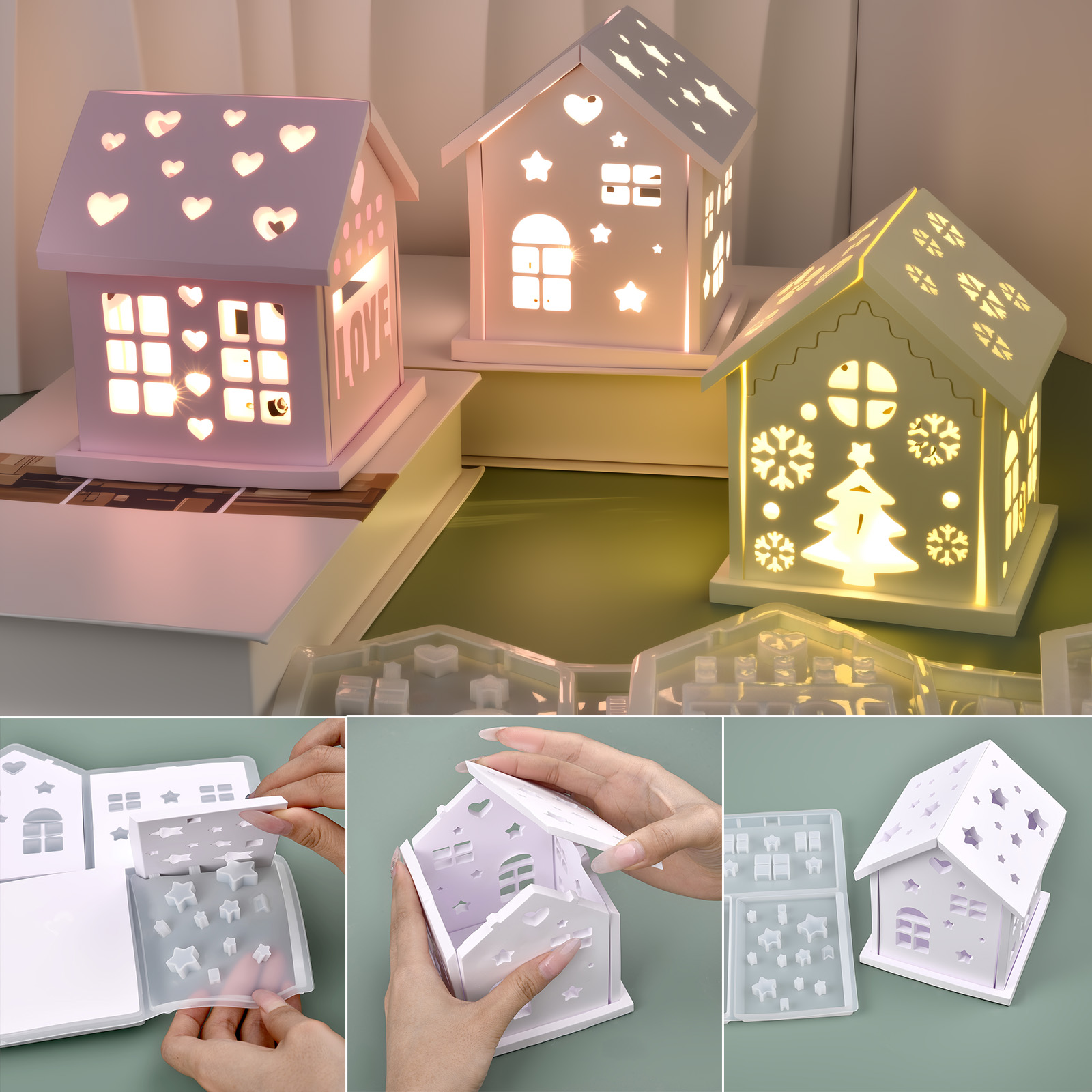 Candle Making Diy - 3D House Silicone Mold DIY Christmas