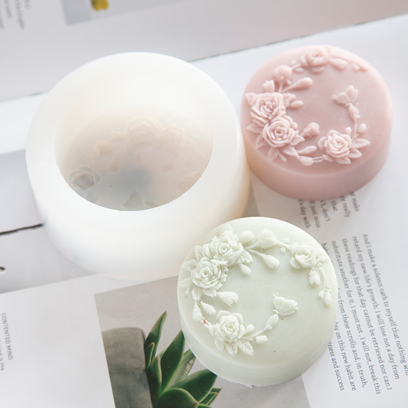 Candle Making Party - Round Shape Rose Flower Handmade Soap