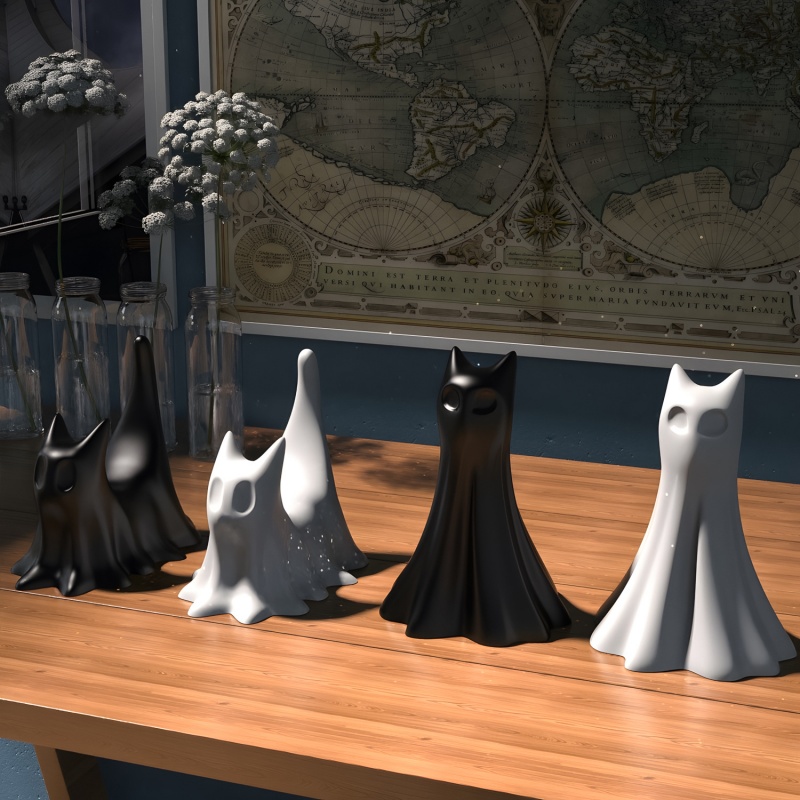 Ghost Cat Halloween Desktop Or - Candle Making Diy recension och pris